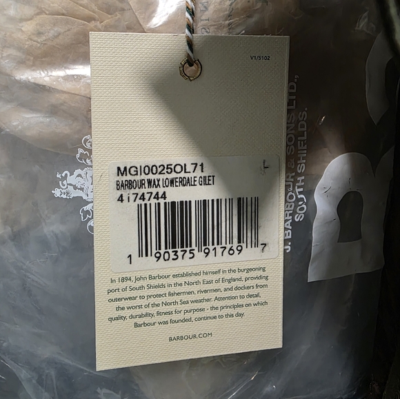 Barbour Waxed Lowerdale Gilet Vest in Olive, Size Large (Mens) - Picture 4 of 6